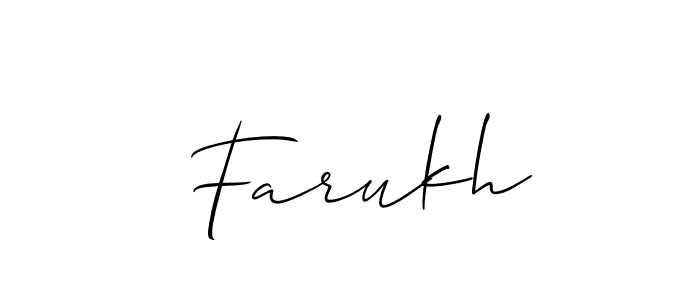 Use a signature maker to create a handwritten signature online. With this signature software, you can design (Allison_Script) your own signature for name  Farukh.  Farukh signature style 2 images and pictures png