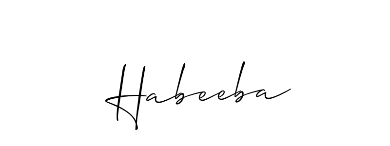 if you are searching for the best signature style for your name  Habeeba. so please give up your signature search. here we have designed multiple signature styles  using Allison_Script.  Habeeba signature style 2 images and pictures png