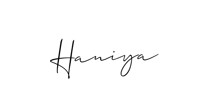 Create a beautiful signature design for name  Haniya. With this signature (Allison_Script) fonts, you can make a handwritten signature for free.  Haniya signature style 2 images and pictures png