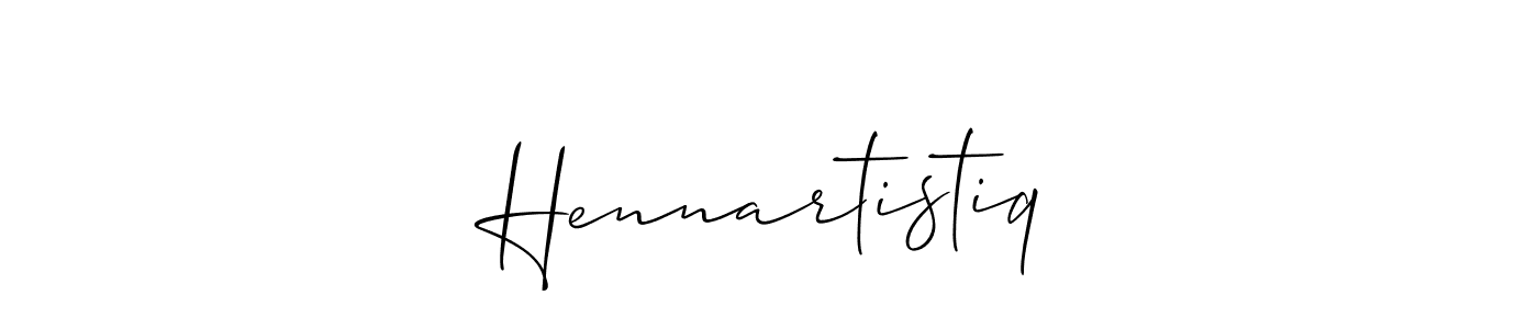 Use a signature maker to create a handwritten signature online. With this signature software, you can design (Allison_Script) your own signature for name  Hennartistiq .  Hennartistiq  signature style 2 images and pictures png