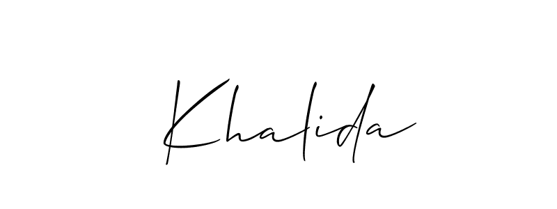 if you are searching for the best signature style for your name  Khalida. so please give up your signature search. here we have designed multiple signature styles  using Allison_Script.  Khalida signature style 2 images and pictures png