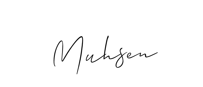 Create a beautiful signature design for name  Muhsen. With this signature (Allison_Script) fonts, you can make a handwritten signature for free.  Muhsen signature style 2 images and pictures png