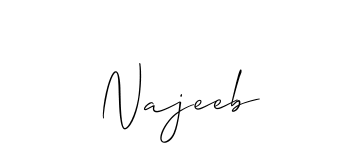 Allison_Script is a professional signature style that is perfect for those who want to add a touch of class to their signature. It is also a great choice for those who want to make their signature more unique. Get  Najeeb name to fancy signature for free.  Najeeb signature style 2 images and pictures png