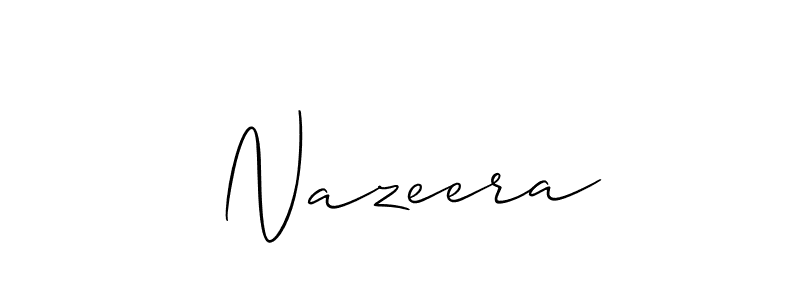 Create a beautiful signature design for name  Nazeera. With this signature (Allison_Script) fonts, you can make a handwritten signature for free.  Nazeera signature style 2 images and pictures png