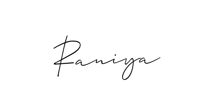 The best way (Allison_Script) to make a short signature is to pick only two or three words in your name. The name  Raniya include a total of six letters. For converting this name.  Raniya signature style 2 images and pictures png