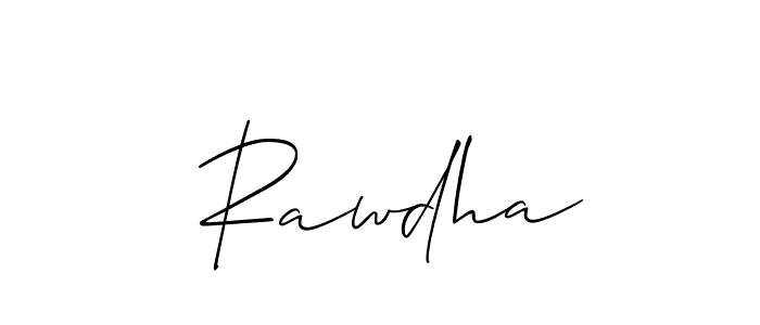 Also You can easily find your signature by using the search form. We will create  Rawdha name handwritten signature images for you free of cost using Allison_Script sign style.  Rawdha signature style 2 images and pictures png