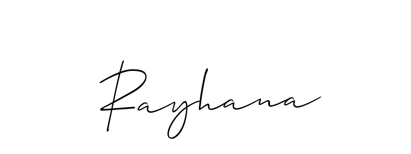 Design your own signature with our free online signature maker. With this signature software, you can create a handwritten (Allison_Script) signature for name  Rayhana.  Rayhana signature style 2 images and pictures png