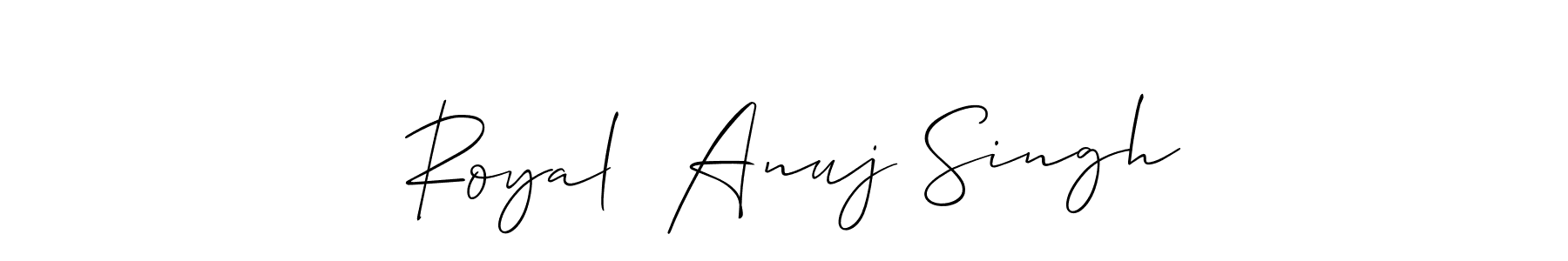 Similarly Allison_Script is the best handwritten signature design. Signature creator online .You can use it as an online autograph creator for name  Royal  Anuj Singh.  Royal  Anuj Singh signature style 2 images and pictures png