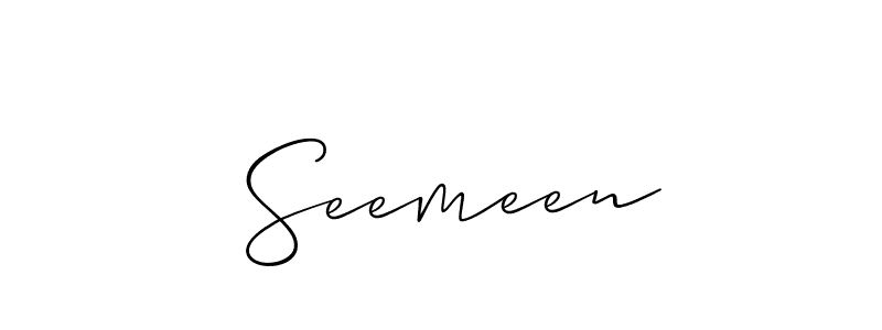 Create a beautiful signature design for name  Seemeen. With this signature (Allison_Script) fonts, you can make a handwritten signature for free.  Seemeen signature style 2 images and pictures png