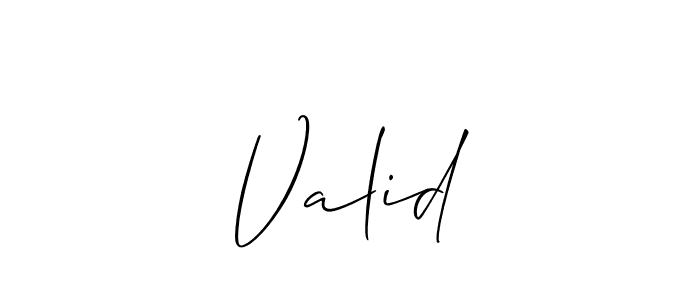 Make a beautiful signature design for name  Valid . With this signature (Allison_Script) style, you can create a handwritten signature for free.  Valid  signature style 2 images and pictures png