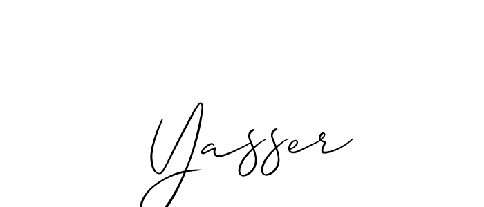 Use a signature maker to create a handwritten signature online. With this signature software, you can design (Allison_Script) your own signature for name  Yasser.  Yasser signature style 2 images and pictures png