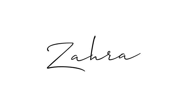 Use a signature maker to create a handwritten signature online. With this signature software, you can design (Allison_Script) your own signature for name  Zahra.  Zahra signature style 2 images and pictures png