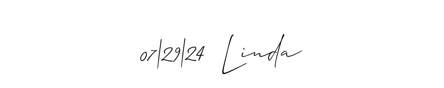 Check out images of Autograph of 07|29|24  Linda name. Actor 07|29|24  Linda Signature Style. Allison_Script is a professional sign style online. 07|29|24  Linda signature style 2 images and pictures png