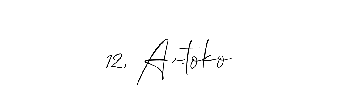 The best way (Allison_Script) to make a short signature is to pick only two or three words in your name. The name 12, Av.toko include a total of six letters. For converting this name. 12, Av.toko signature style 2 images and pictures png