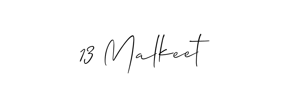 How to make 13 Malkeet name signature. Use Allison_Script style for creating short signs online. This is the latest handwritten sign. 13 Malkeet signature style 2 images and pictures png