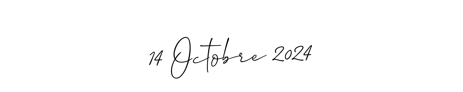 It looks lik you need a new signature style for name 14 Octobre 2024. Design unique handwritten (Allison_Script) signature with our free signature maker in just a few clicks. 14 Octobre 2024 signature style 2 images and pictures png