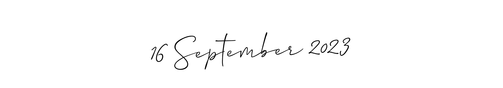 How to Draw 16 September 2023 signature style? Allison_Script is a latest design signature styles for name 16 September 2023. 16 September 2023 signature style 2 images and pictures png