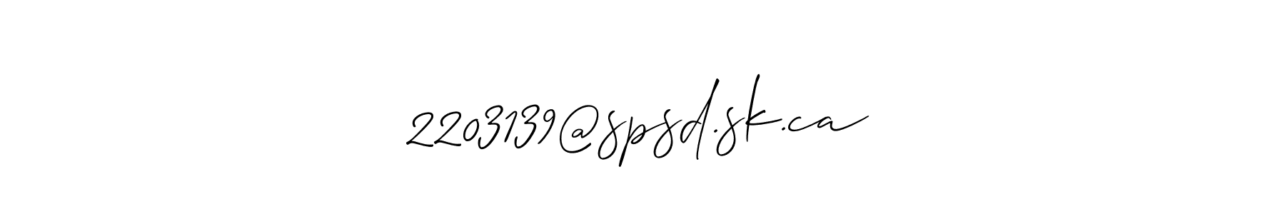 Make a beautiful signature design for name 2203139@spsd.sk.ca. With this signature (Allison_Script) style, you can create a handwritten signature for free. 2203139@spsd.sk.ca signature style 2 images and pictures png