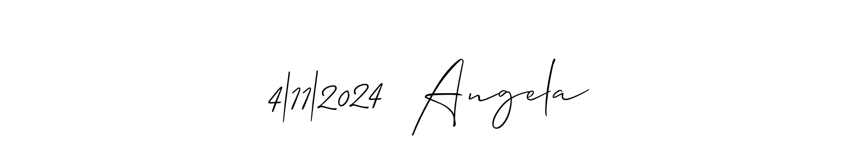 Make a beautiful signature design for name 4|11|2024  Angela. With this signature (Allison_Script) style, you can create a handwritten signature for free. 4|11|2024  Angela signature style 2 images and pictures png