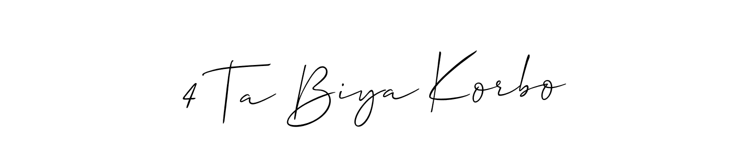 You can use this online signature creator to create a handwritten signature for the name 4 Ta Biya Korbo. This is the best online autograph maker. 4 Ta Biya Korbo signature style 2 images and pictures png