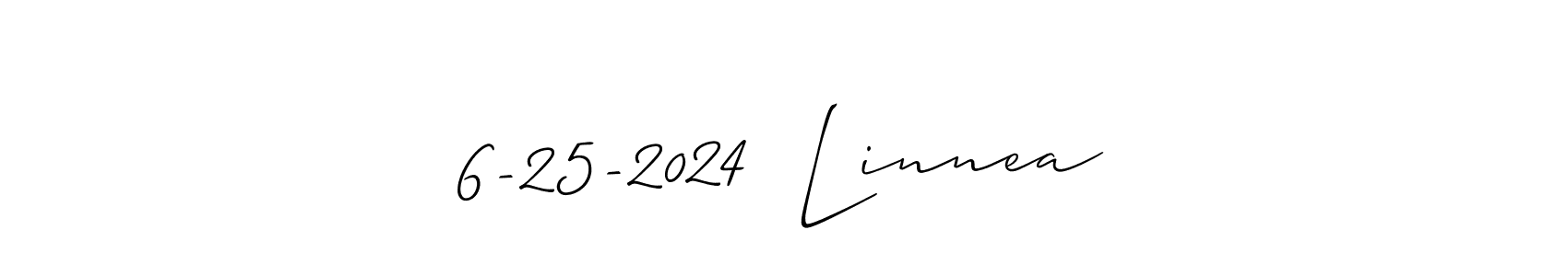 You should practise on your own different ways (Allison_Script) to write your name (6-25-2024  Linnea) in signature. don't let someone else do it for you. 6-25-2024  Linnea signature style 2 images and pictures png