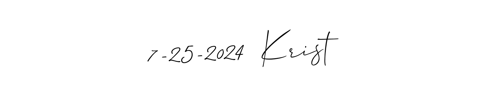 The best way (Allison_Script) to make a short signature is to pick only two or three words in your name. The name 7-25-2024  Krist include a total of six letters. For converting this name. 7-25-2024  Krist signature style 2 images and pictures png