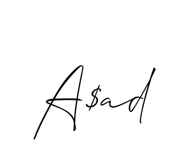 Make a beautiful signature design for name A$ad. Use this online signature maker to create a handwritten signature for free. A$ad signature style 2 images and pictures png