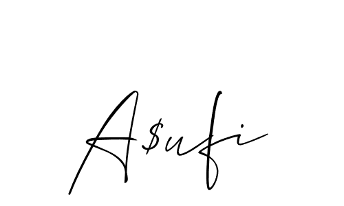 The best way (Allison_Script) to make a short signature is to pick only two or three words in your name. The name A$ufi include a total of six letters. For converting this name. A$ufi signature style 2 images and pictures png