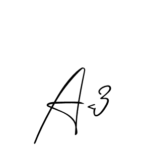 if you are searching for the best signature style for your name A<3. so please give up your signature search. here we have designed multiple signature styles  using Allison_Script. A<3 signature style 2 images and pictures png