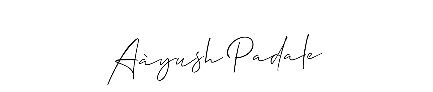 Create a beautiful signature design for name Aàyush Padale. With this signature (Allison_Script) fonts, you can make a handwritten signature for free. Aàyush Padale signature style 2 images and pictures png