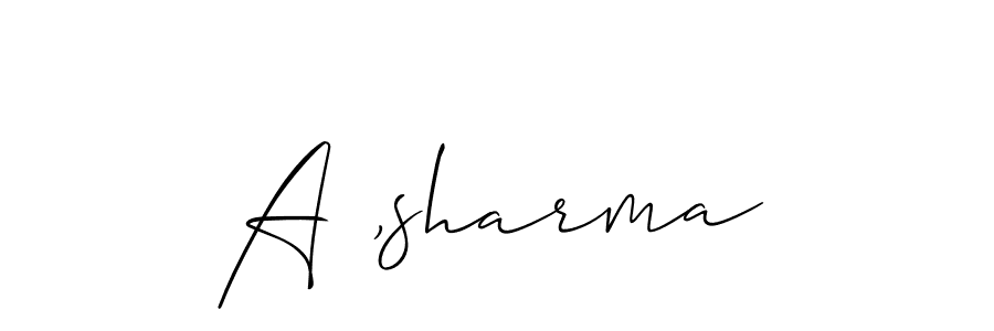 The best way (Allison_Script) to make a short signature is to pick only two or three words in your name. The name A ,sharma include a total of six letters. For converting this name. A ,sharma signature style 2 images and pictures png