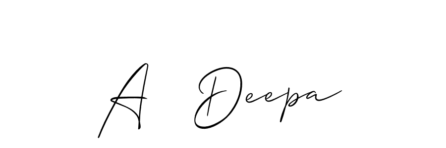 It looks lik you need a new signature style for name A   Deepa. Design unique handwritten (Allison_Script) signature with our free signature maker in just a few clicks. A   Deepa signature style 2 images and pictures png