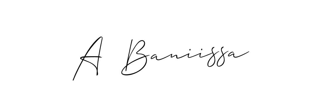 This is the best signature style for the A  Baniissa name. Also you like these signature font (Allison_Script). Mix name signature. A  Baniissa signature style 2 images and pictures png