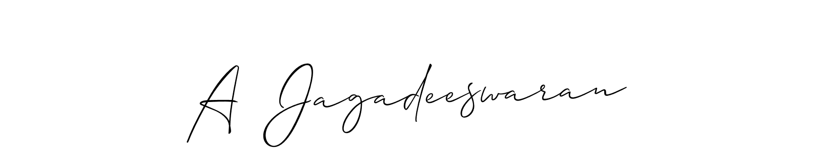 How to make A  Jagadeeswaran name signature. Use Allison_Script style for creating short signs online. This is the latest handwritten sign. A  Jagadeeswaran signature style 2 images and pictures png