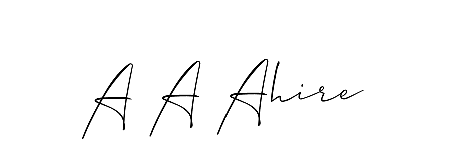 Allison_Script is a professional signature style that is perfect for those who want to add a touch of class to their signature. It is also a great choice for those who want to make their signature more unique. Get A A Ahire name to fancy signature for free. A A Ahire signature style 2 images and pictures png