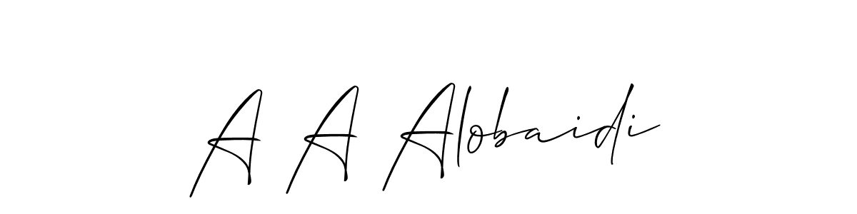 You should practise on your own different ways (Allison_Script) to write your name (A A Alobaidi) in signature. don't let someone else do it for you. A A Alobaidi signature style 2 images and pictures png