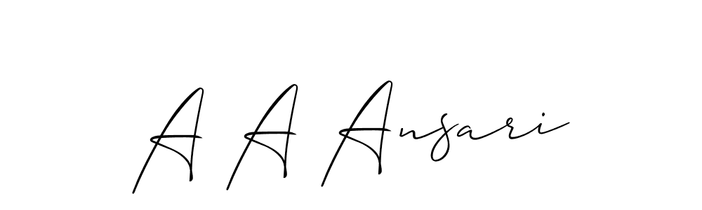Also You can easily find your signature by using the search form. We will create A A Ansari name handwritten signature images for you free of cost using Allison_Script sign style. A A Ansari signature style 2 images and pictures png