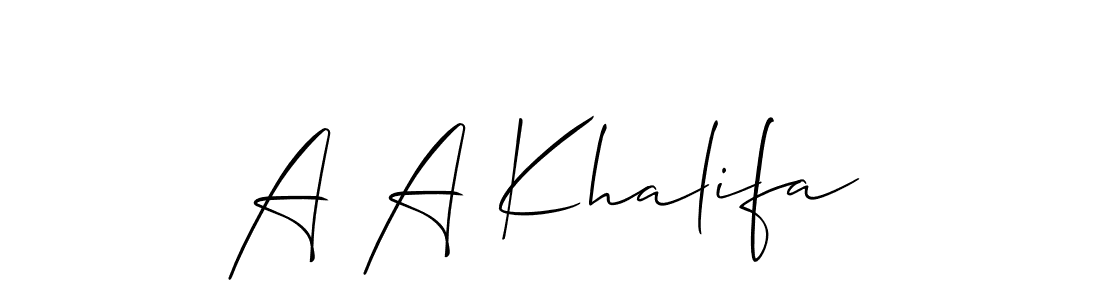 Use a signature maker to create a handwritten signature online. With this signature software, you can design (Allison_Script) your own signature for name A A Khalifa. A A Khalifa signature style 2 images and pictures png