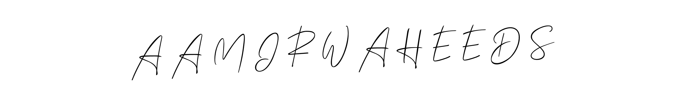 Make a short A A M I R W A H E E D S signature style. Manage your documents anywhere anytime using Allison_Script. Create and add eSignatures, submit forms, share and send files easily. A A M I R W A H E E D S signature style 2 images and pictures png
