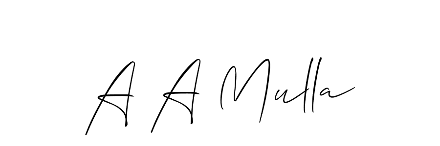 Also You can easily find your signature by using the search form. We will create A A Mulla name handwritten signature images for you free of cost using Allison_Script sign style. A A Mulla signature style 2 images and pictures png