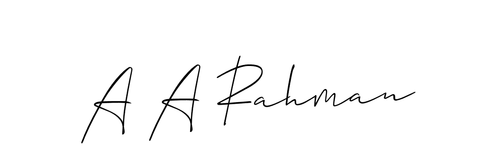 Also You can easily find your signature by using the search form. We will create A A Rahman name handwritten signature images for you free of cost using Allison_Script sign style. A A Rahman signature style 2 images and pictures png