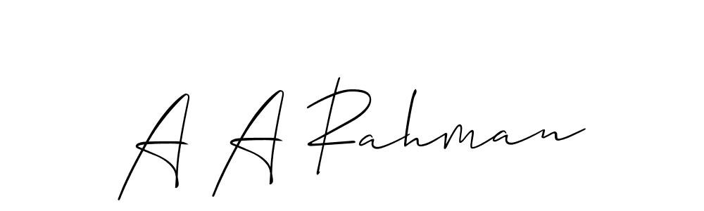 Allison_Script is a professional signature style that is perfect for those who want to add a touch of class to their signature. It is also a great choice for those who want to make their signature more unique. Get A A Rahman name to fancy signature for free. A A Rahman signature style 2 images and pictures png