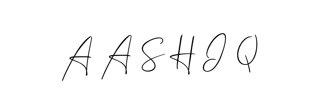 Design your own signature with our free online signature maker. With this signature software, you can create a handwritten (Allison_Script) signature for name A A S H I Q. A A S H I Q signature style 2 images and pictures png