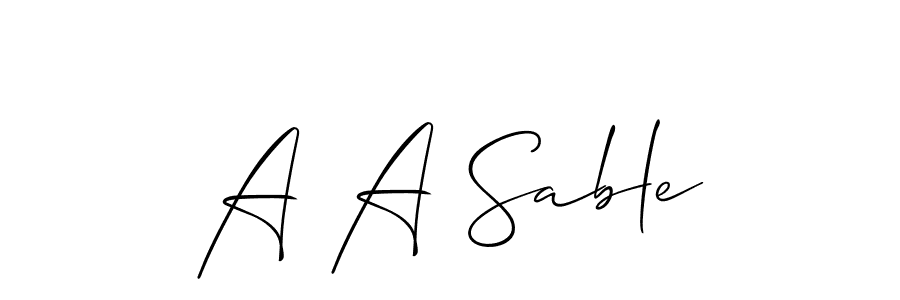 It looks lik you need a new signature style for name A A Sable. Design unique handwritten (Allison_Script) signature with our free signature maker in just a few clicks. A A Sable signature style 2 images and pictures png