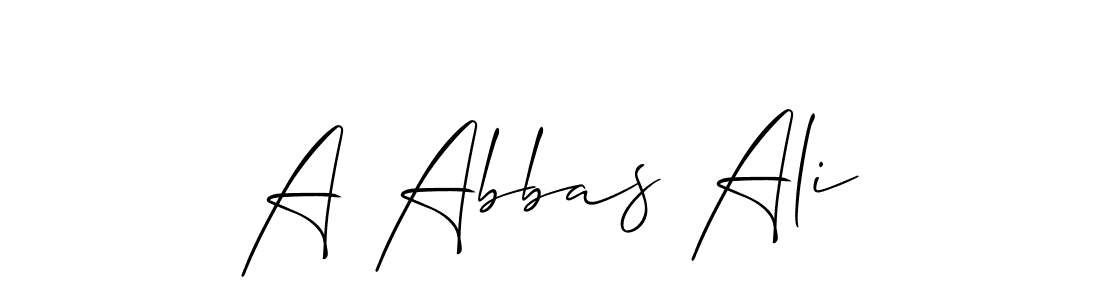 The best way (Allison_Script) to make a short signature is to pick only two or three words in your name. The name A Abbas Ali include a total of six letters. For converting this name. A Abbas Ali signature style 2 images and pictures png