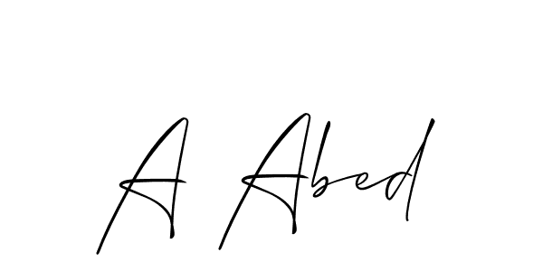 Also we have A Abed name is the best signature style. Create professional handwritten signature collection using Allison_Script autograph style. A Abed signature style 2 images and pictures png