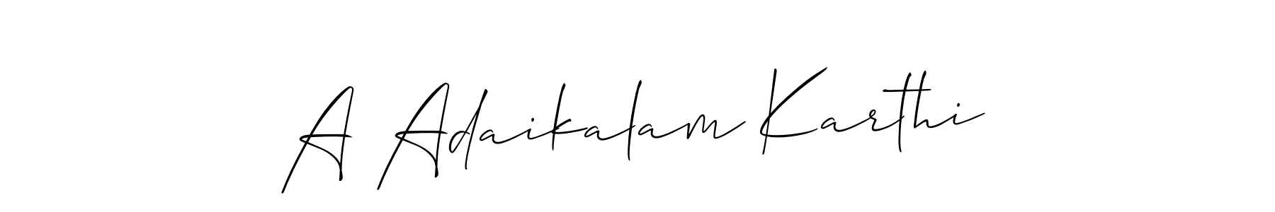 if you are searching for the best signature style for your name A Adaikalam Karthi. so please give up your signature search. here we have designed multiple signature styles  using Allison_Script. A Adaikalam Karthi signature style 2 images and pictures png