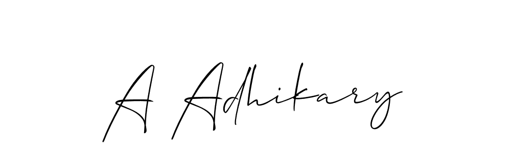 Also You can easily find your signature by using the search form. We will create A Adhikary name handwritten signature images for you free of cost using Allison_Script sign style. A Adhikary signature style 2 images and pictures png