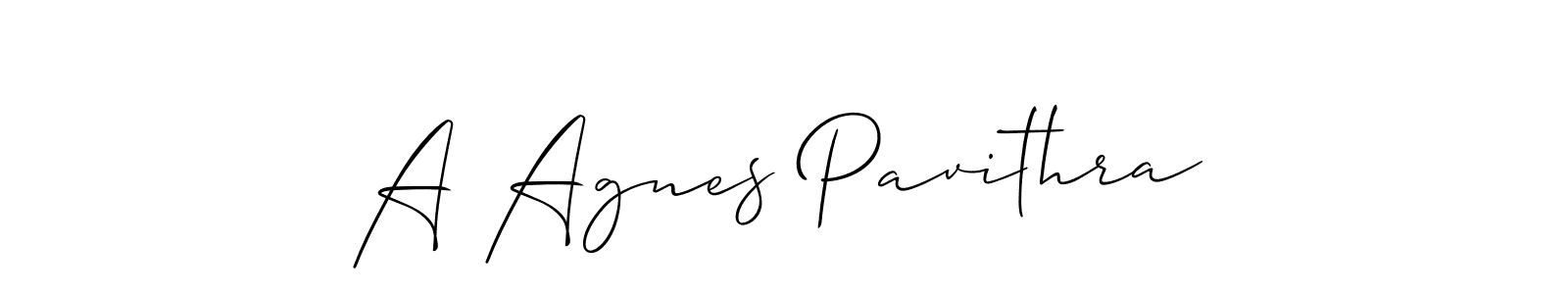 Design your own signature with our free online signature maker. With this signature software, you can create a handwritten (Allison_Script) signature for name A Agnes Pavithra. A Agnes Pavithra signature style 2 images and pictures png