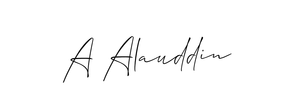 Use a signature maker to create a handwritten signature online. With this signature software, you can design (Allison_Script) your own signature for name A Alauddin. A Alauddin signature style 2 images and pictures png